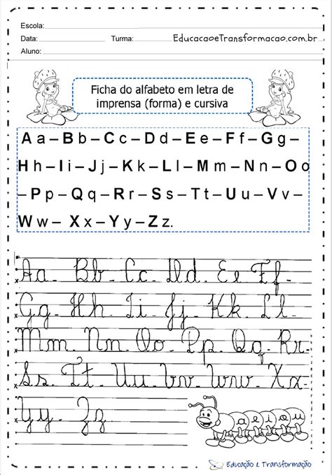 ficha de alfabeto maiusculo e minusculo